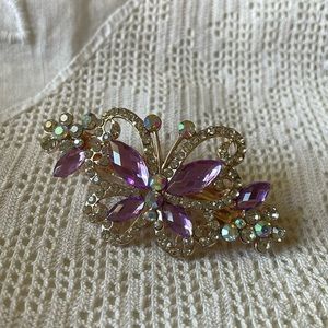 Hair clip barrette crystal butterfly new